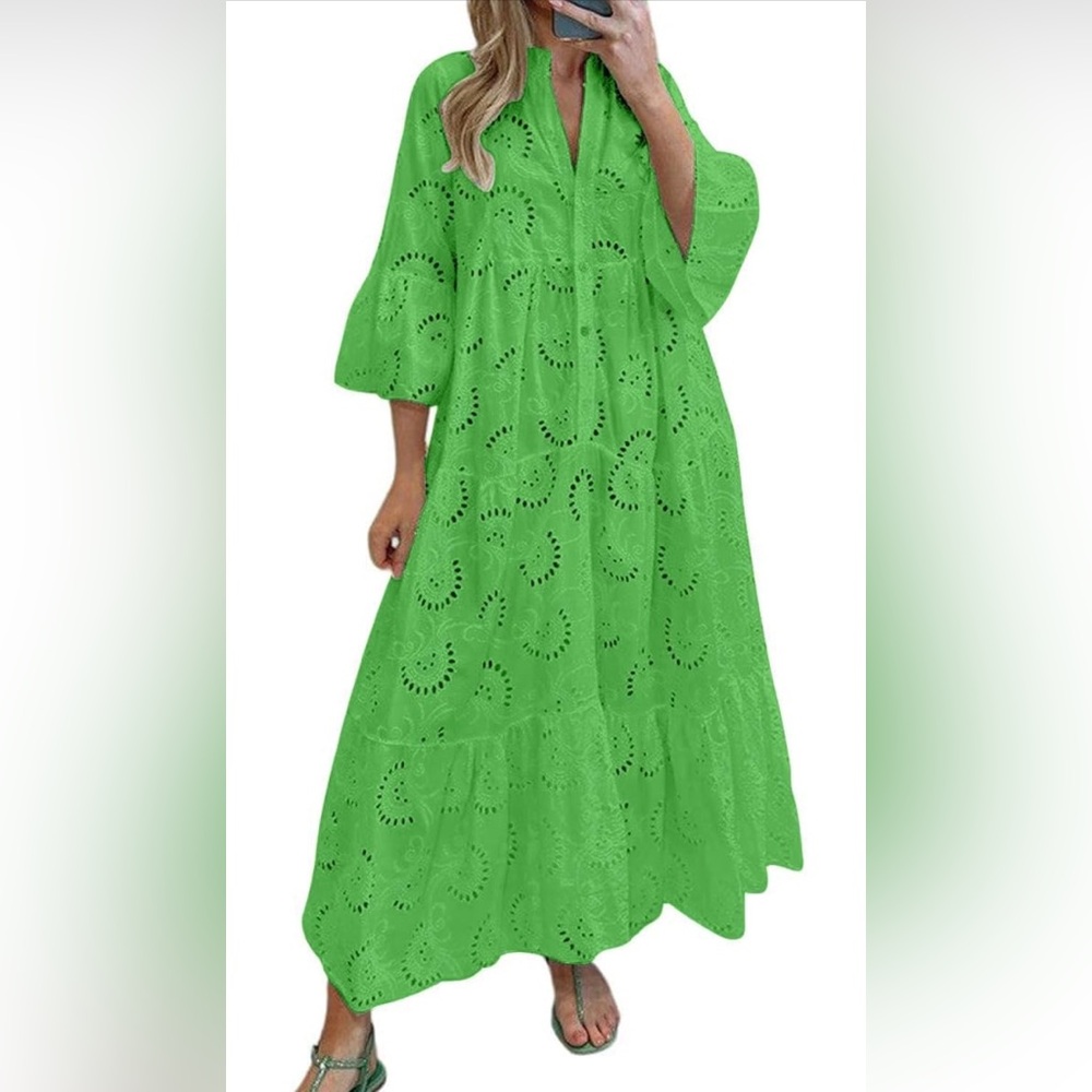 Green Eyelet Spring Dress